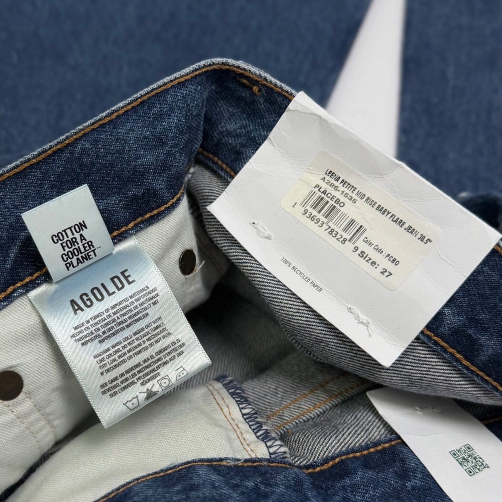 NWT AGOLDE Leena Jean Petite 27P Denim Baby Boot Cut 31" Raw Hem Anthropologie - Picture 13 of 14